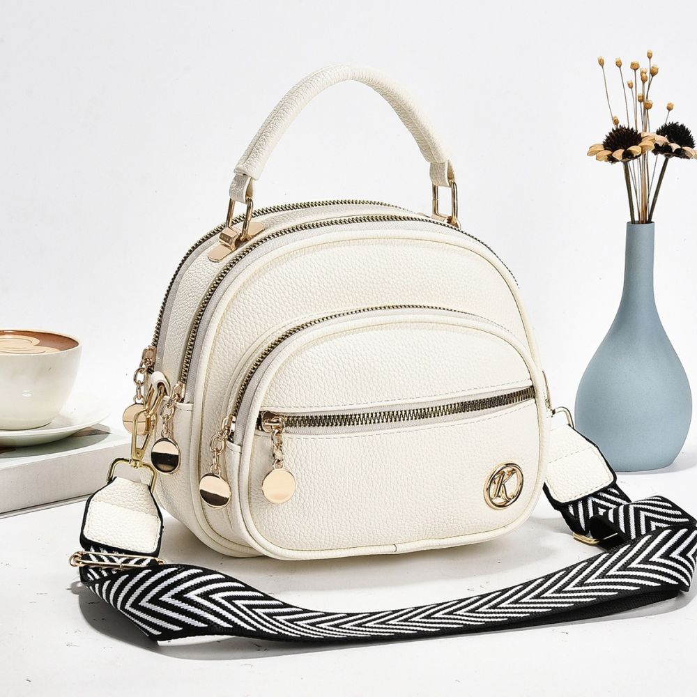 Women's Small Round Crossbody Bag, Multi-Layer Phone Bag