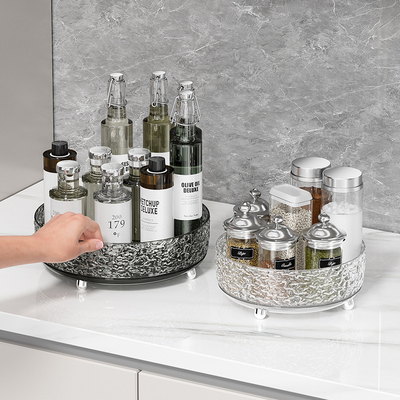 Rotating spice storage rack kitchen countertop multifunctional storage shelf vinegar soy sauce bottle storage rack spice storage box - 1