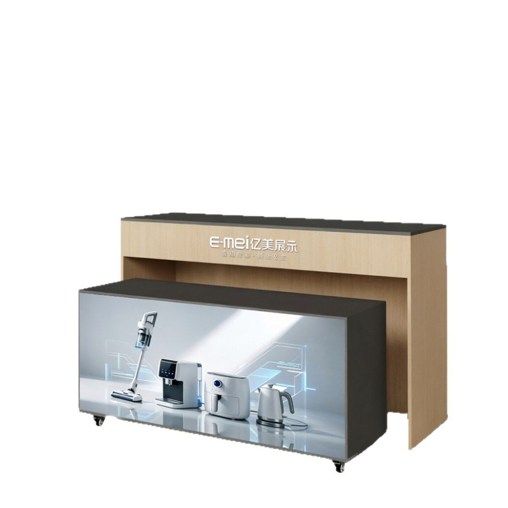 Steel-Wood Combined U-Shaped Step Cabinet Island Display Stand Cosmetics Showcase Display Cabinet Product Exhibition Cabinet Custom