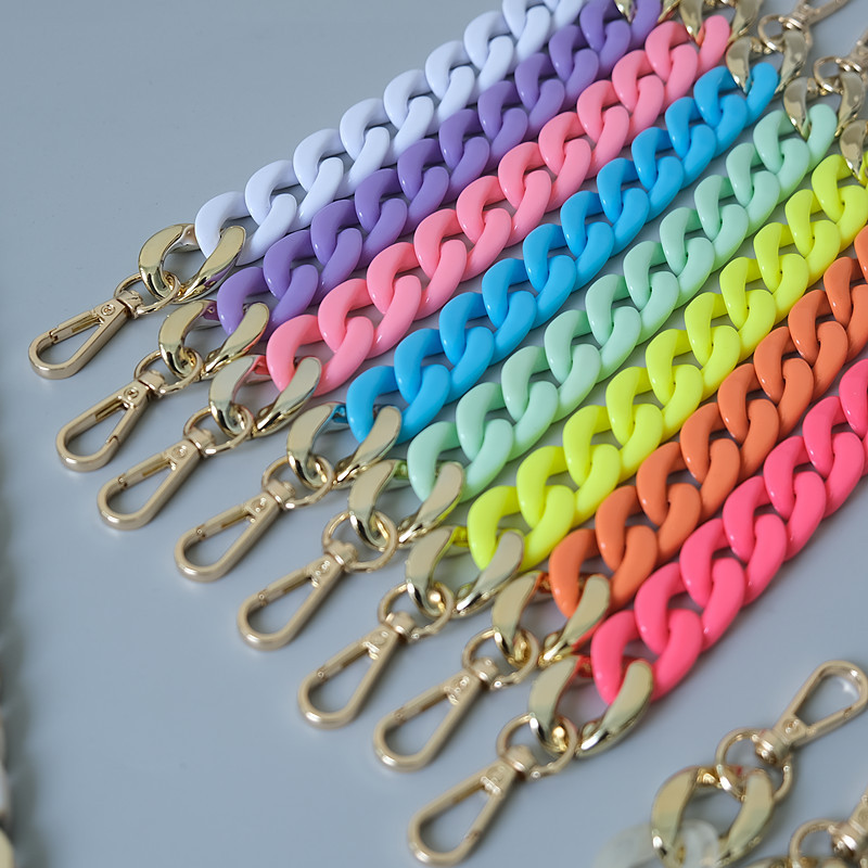 Colorful Herringbone Acrylic Phone Short Chain Resin Chain, Contrast Color Retro Handmade Detachable Chain Bag Decorative Chain