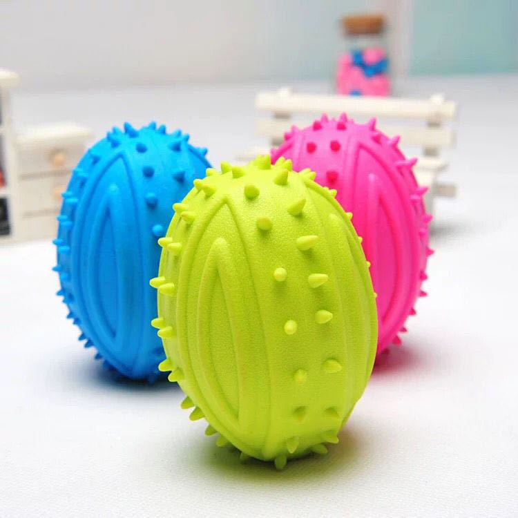 TPR Squeaky Rugby Ball Dog Chew Toy, Durable