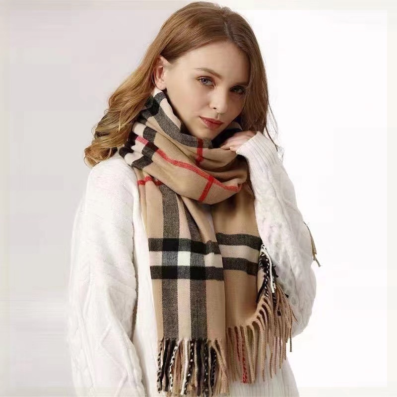 Шарф в клетку в стиле Burberry для женщин, теплый зимний шарф-шаль