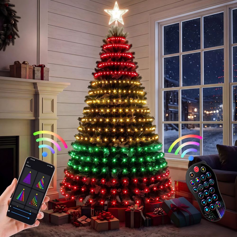 Smart LED Christmas Tree Lights, Remote Control, Programmable, for Garden