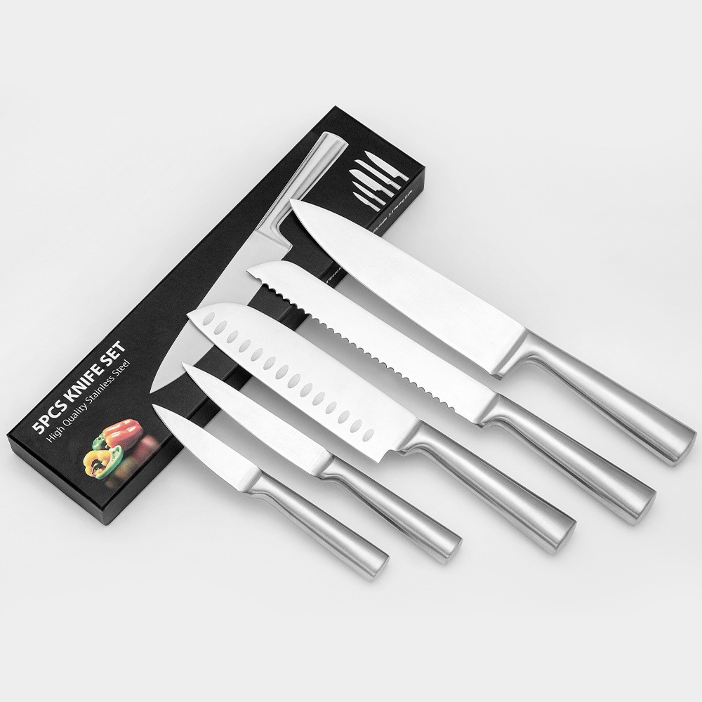 5-piece kitchen knife set, stainless steel, full steel handle