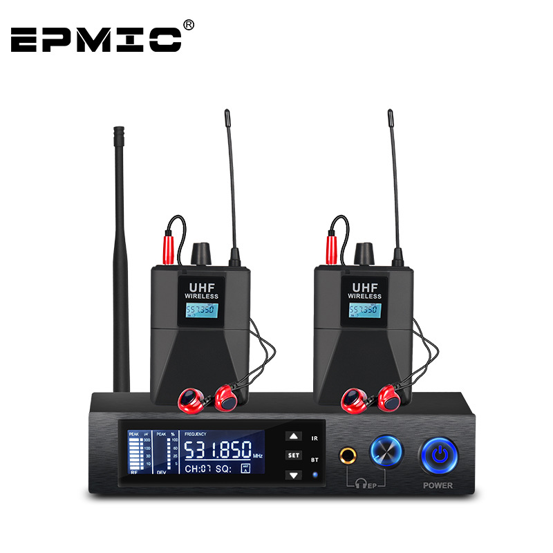 Professional level wireless in-ear monitoring earbuds with microphone stage outdoor performance singer live streaming waist bag monitoring
