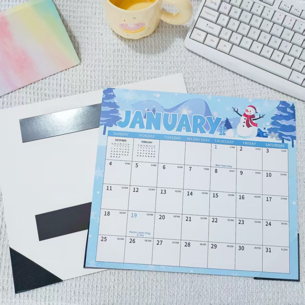 Cross-Border Bestseller Creative Calendar 2027 English Version Magnetic Planning Calendar 18-Month Countdown Minimalist Fridge Magnet