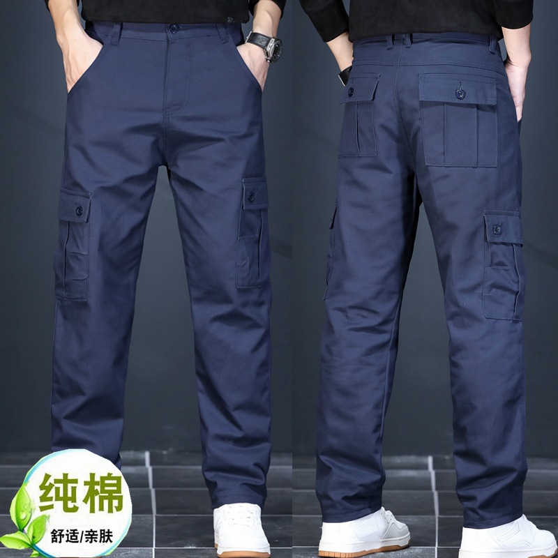 Men's Multi-Pocket Loose Straight-Leg Cargo Pants, Durable - 1