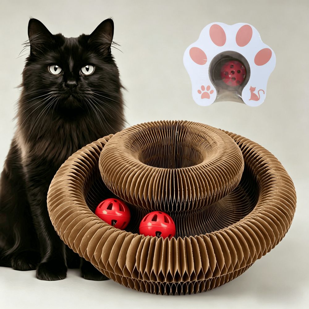 Magnetic Corrugated Cardboard Accordion Cat Scratching Board Durable Cat Toy