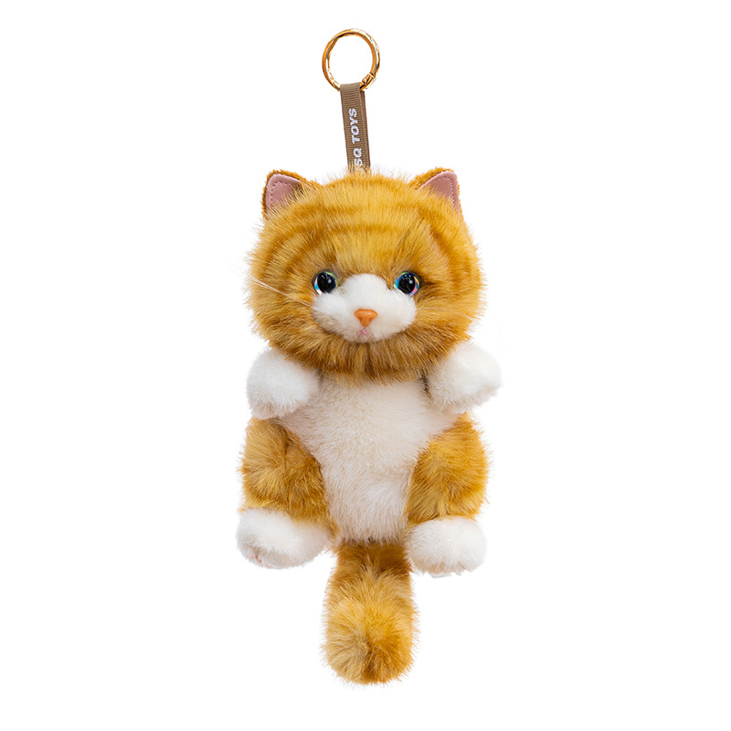 Cute Calico Cat Plush Keychain, Ragdoll Cat Bag Pendant for Girls