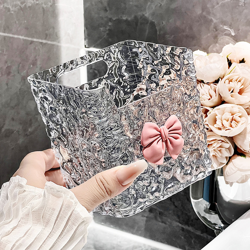 Bathroom water ripple storage shelf home bathroom toothbrush holder waste face towel storage box spring high-end - 3