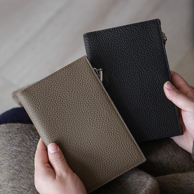 Genuine leather passport wallet, zipper, ultra-thin, multifunctional - 1