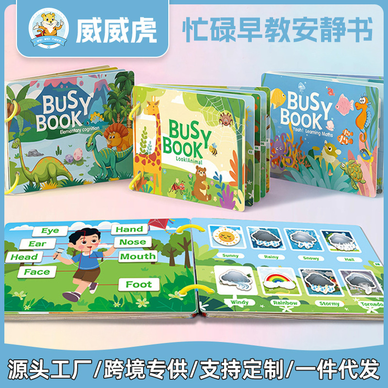 Weiweihu Kinder-Grenzüberschreitendes Busybook Reißbuch Cartoon-Design Lernspielzeug Baby Beschäftigungsbuch Frühförderung stilles Buch