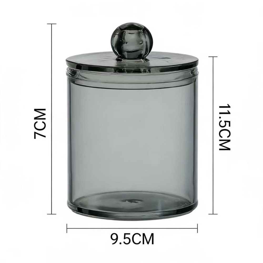 Acrylic Cotton Swab Storage Box, Transparent Gray Stackable Cosmetics Organizer