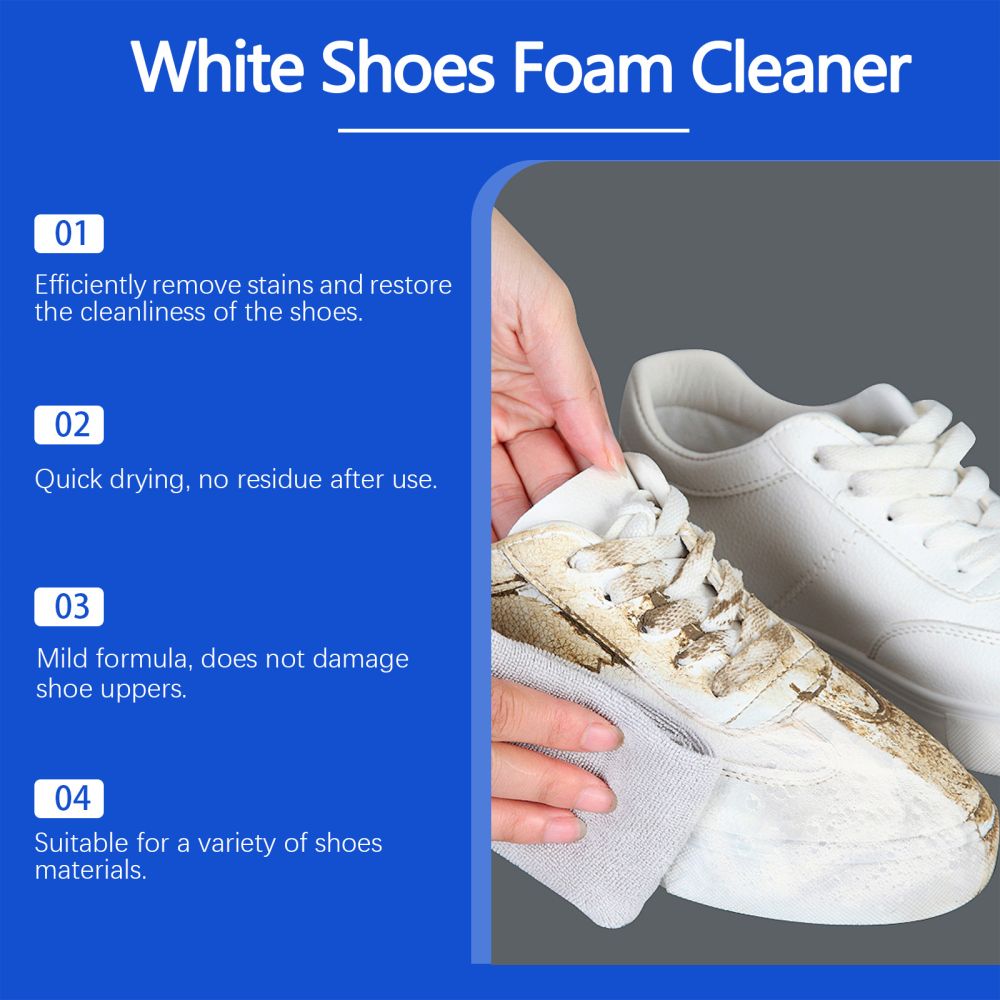 JAYSUING White Shoe Foam Cleaner Sneaker Stain Remover Upper Cleaning Waterless Whitening Shoe Cleaner