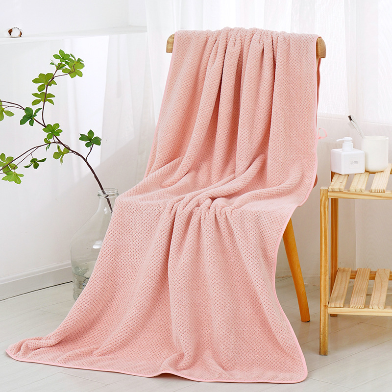 Large Bath Towel Thickened 90*175 Coral Velvet Pineapple Grid Adult Quick-Drying Water-Absorbent Swimming Gift Bath Towel Wholesale Custom - 9