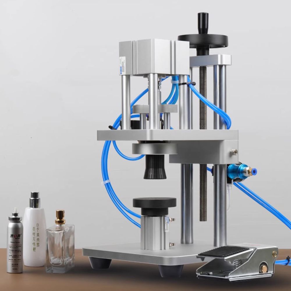 Small pneumatic perfume bottle capping machine, aluminum plastic cap