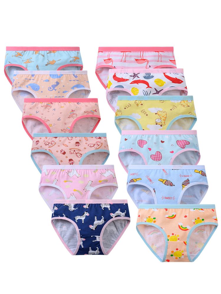 Girls' Triangle Underwear 100% Cotton Floral Print