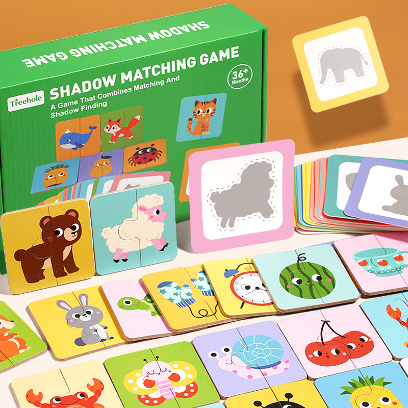 Shadow Matching Animal Puzzle Board Game, Children's Interactive Card Game