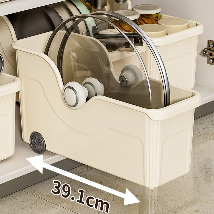Kitchen storage box, pot lid organizer, plastic