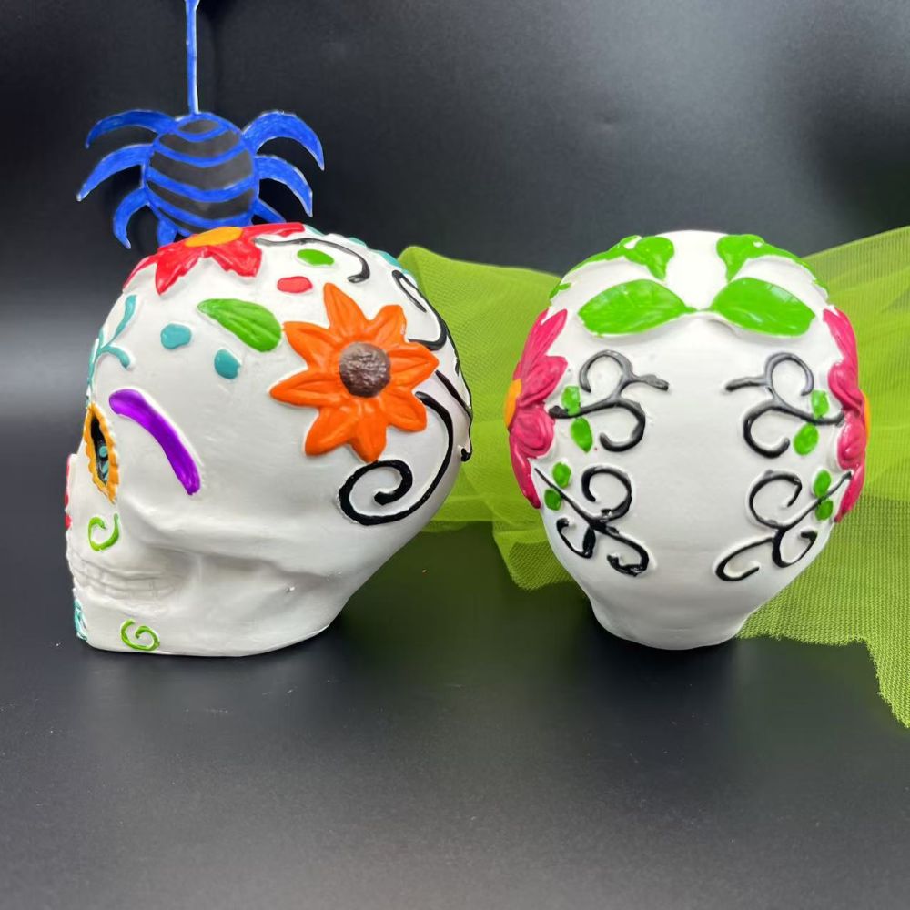 Mexican Day of the Dead Skull Desktop Decoration, Small Ornament
