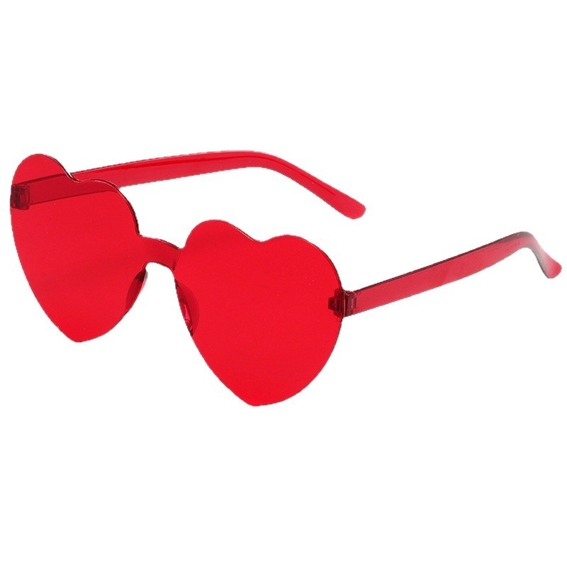 2026 Love SUNGLASSES çerçevesiz kalp şeklinde tek parça güneş gözlüğü renkli şeftali kalp tek parça güneş gözlüğü - 6