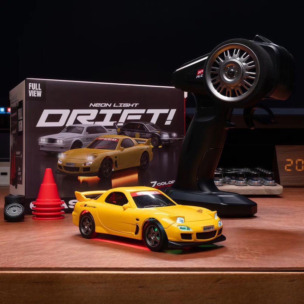 Masaüstü Mini RC Drift Araba, Sarı RX7 Model, 8 Yaş Hediye