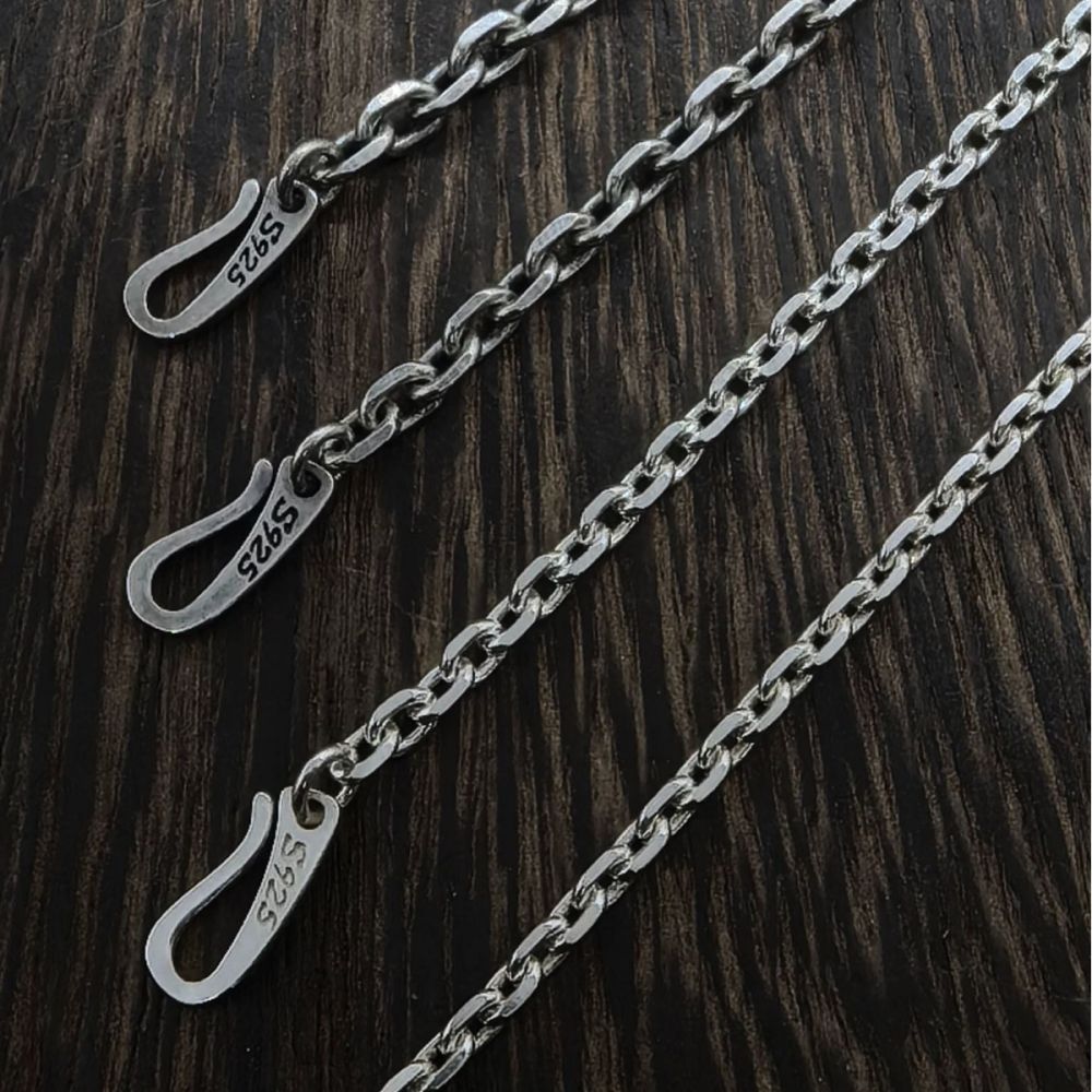 925er Silber Unisex-Halskette, Thai Silber, Vintage-Stil