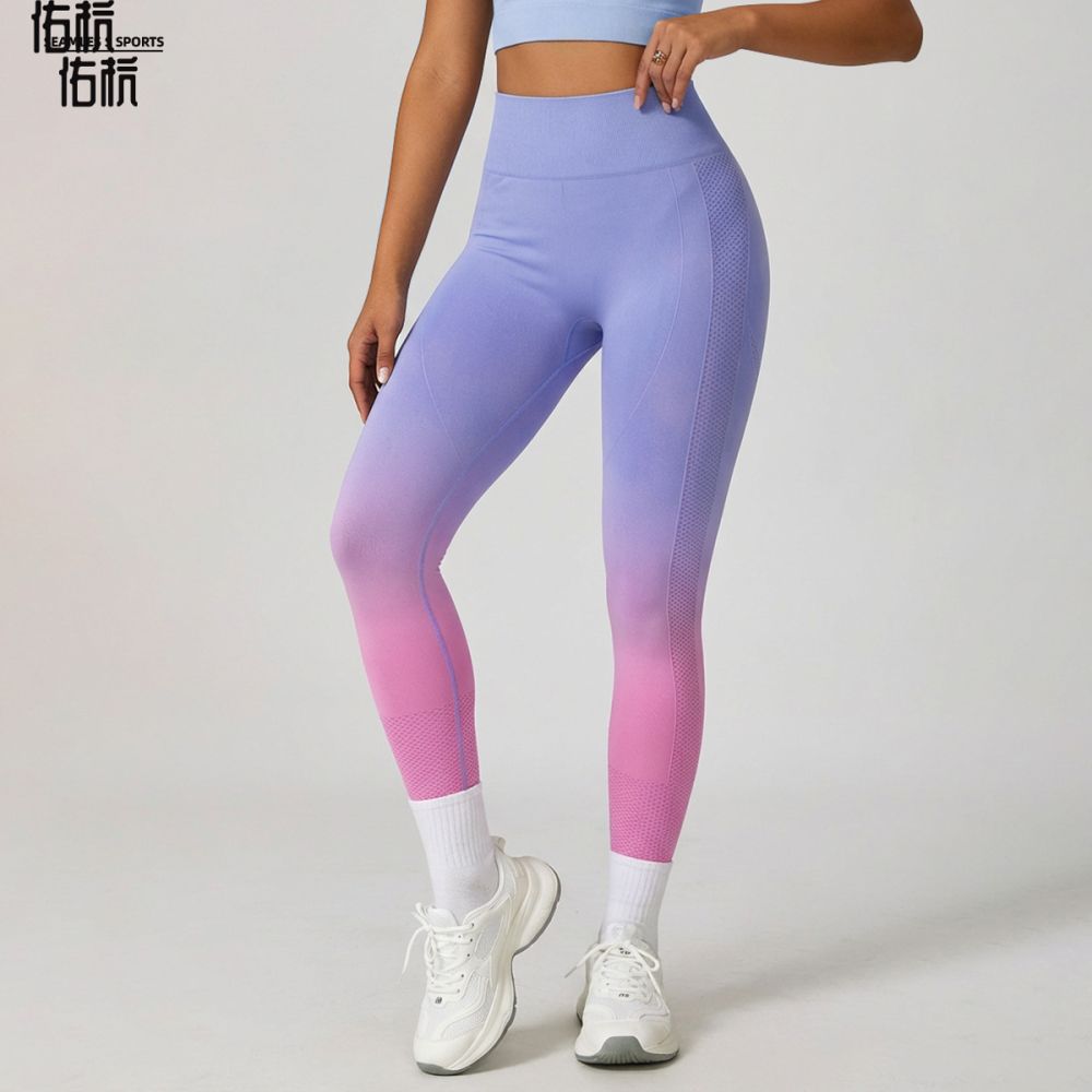 Beliebte Damen-Leggings aus Europa und Amerika mit Batik-Verlauf (Ombré-Farbverlauf), Shapewear-Leggings mit Po-Lifting, Sport-Fitnesshose mit hohem Bund, enge Sporthose, Yogahose