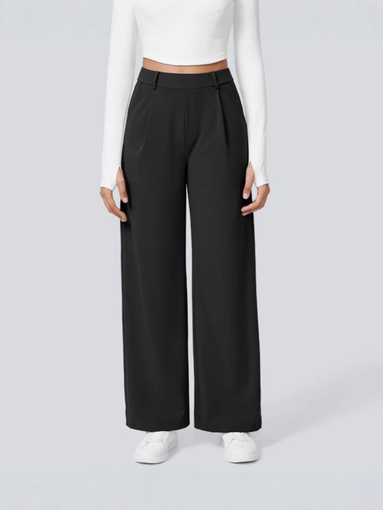 Anzughose, Alltagshose mit Taschen, weit geschnittene gerade Hose
