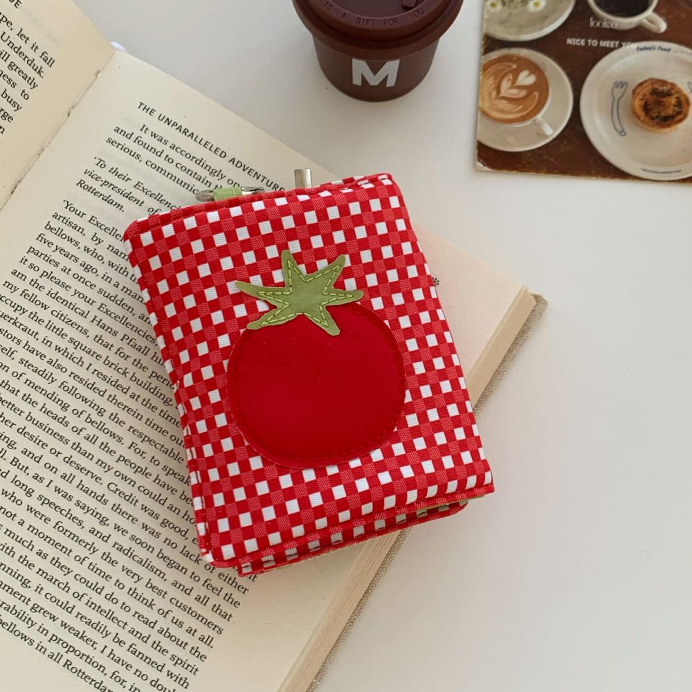 Passport holder, red plaid design, portable mini storage - 1