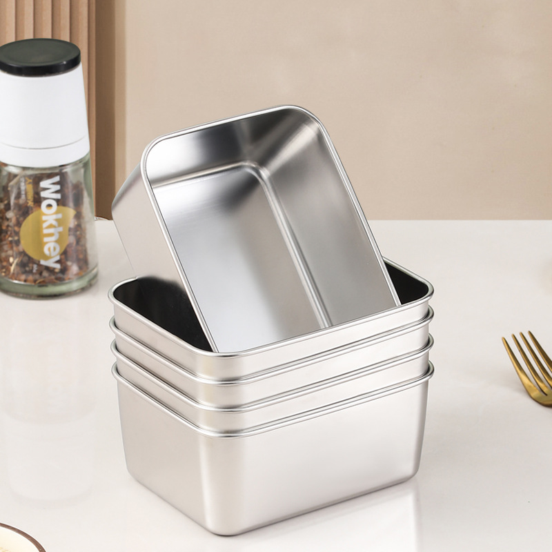 Stainless Steel Vegetable Storage Box, Sealed Lunch Box, Refrigerator Food and Fruit Lunch Container Square Box - 4