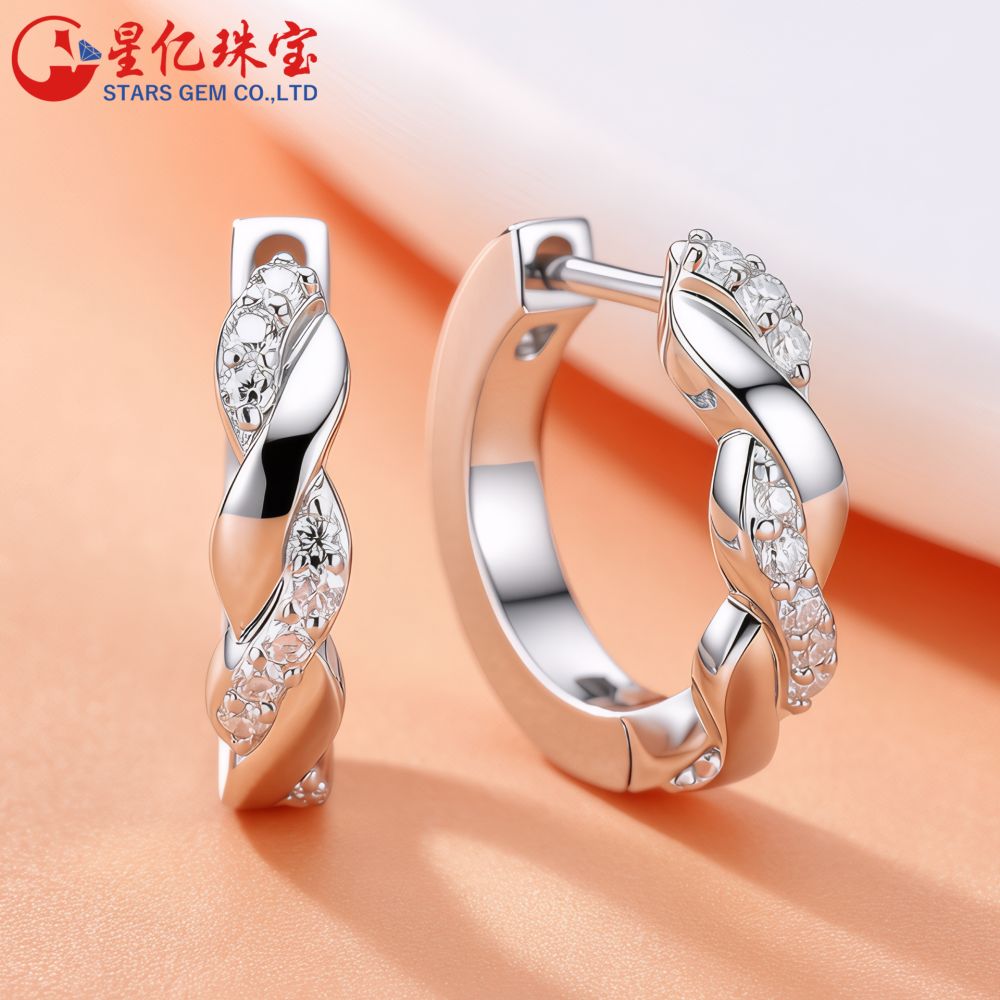 Geometric Moissanite Earrings, S925 Silver, Light Luxury Style