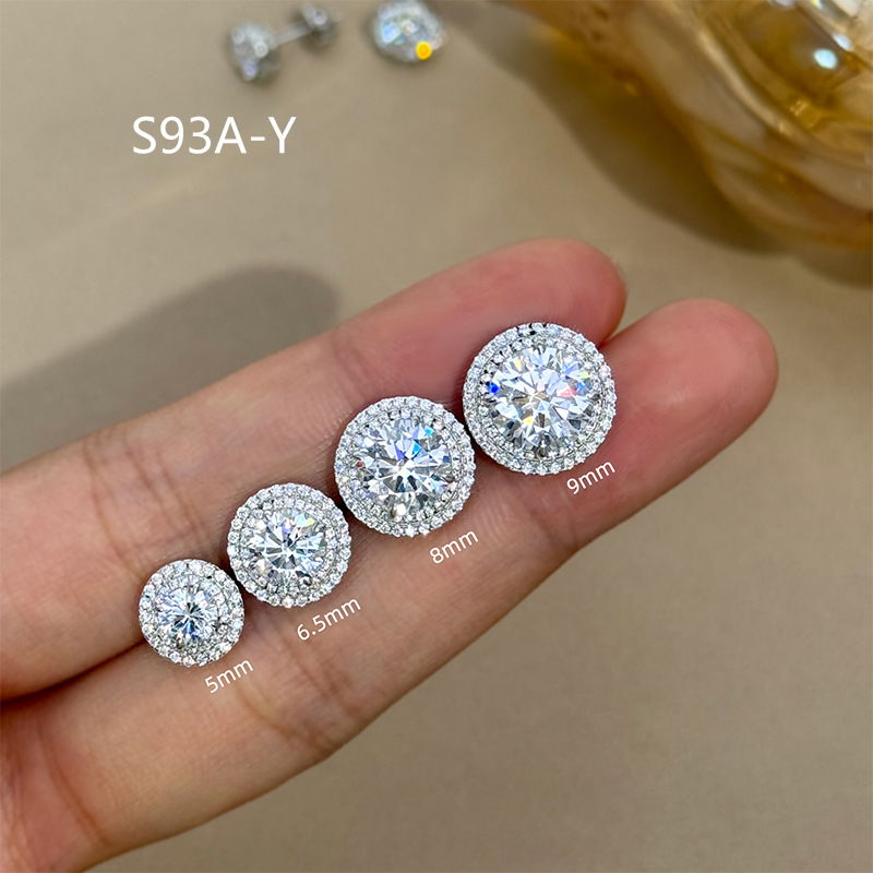 S925 Silver 1-3 Carat Round Moissanite Stud Earrings, 18K Gold Plated