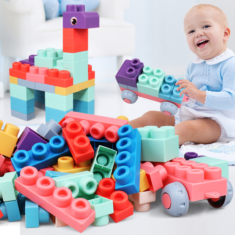 Soft Rubber Baby Building Blocks for 0-1 Year Olds, Large Pieces, Teething Toy - 5