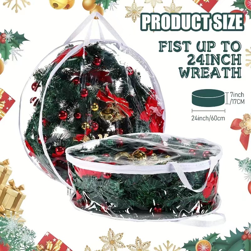 Transparente PVC-Aufbewahrungstasche für Weihnachtskränze mit Reißverschluss