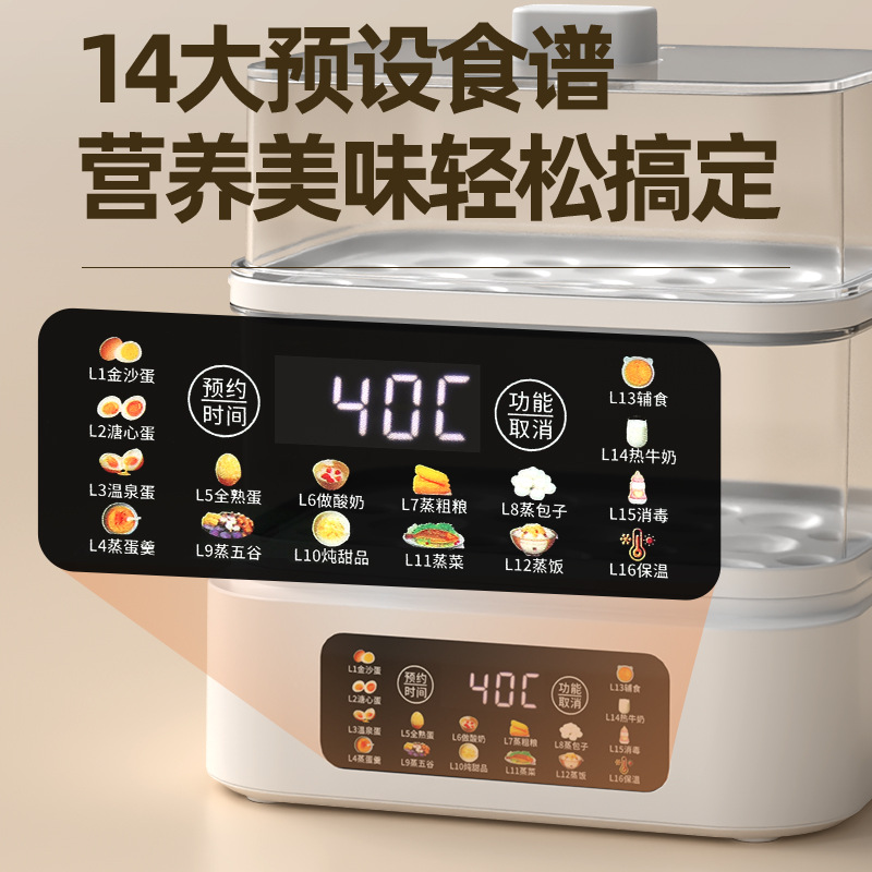 2026 Egg Steamer Egg Cooker Household Small New Model Automatic Power-Off Breakfast Machine Steamer Pot Egg Boiler Steaming and Cooking Eggs