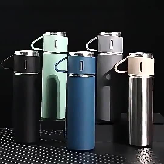 Edelstahl-Thermobecher, 3 Deckel, Geschenkbox-Set