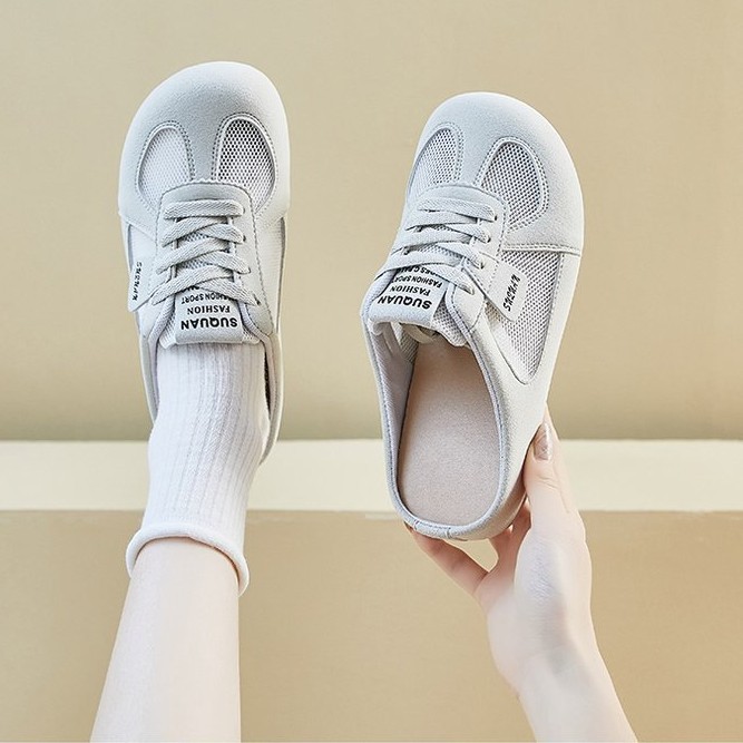 Neue grenzüberschreitende atmungsaktive modische Damenschuhe, bequem für die Arbeit, Slip-on-Schuhe, vielseitig kombinierbar, Halbpantoffeln, lässige Brettschuhe, Hausschuhe