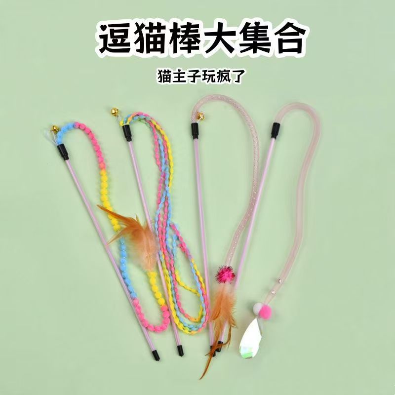Cat Teaser Wand Collection with Assorted Toys for Kittens