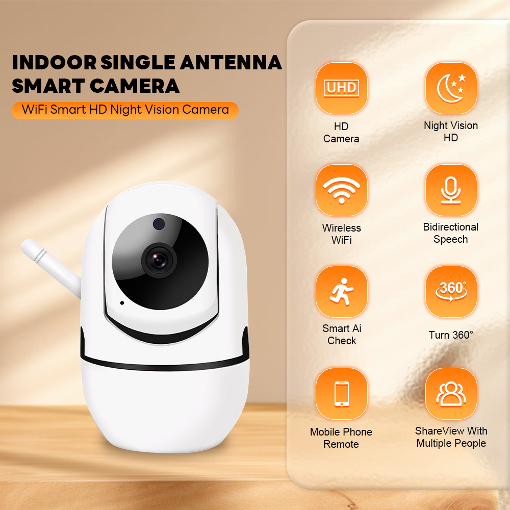 Intelligente WiFi-Sicherheitskamera, Schwenk-Neigung, Infrarot-Nachtsicht