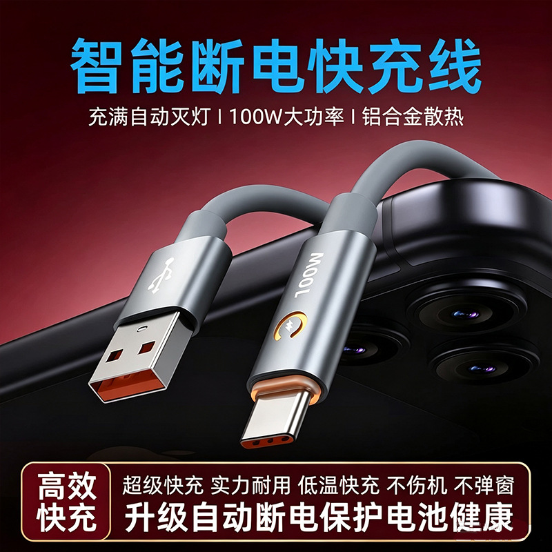 100W intelligentes Schnellladekabel USB-C mit automatischer Abschaltung
