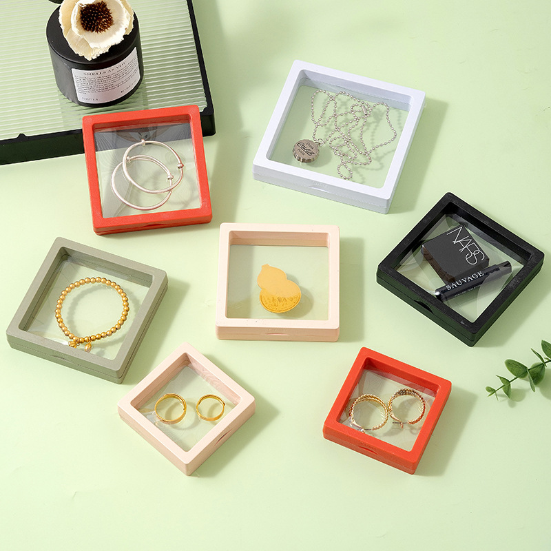 Best-selling in-stock dust-proof anti-oxidation jewelry packaging box ornament ring storage box transparent PE film suspension box