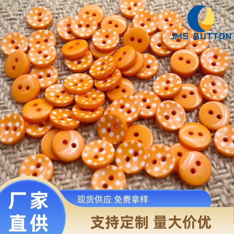 Orange Polka Dot 2-Hole Children's Button, DIY Decorative Craft Button