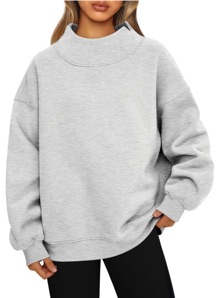 Amazon 2026 Damen-Sweatshirt im europäischen und amerikanischen Stil, Langarm, Rollkragen, Pullover, Freizeit-Sweatshirt, gefüttert, Oberteil für Damen