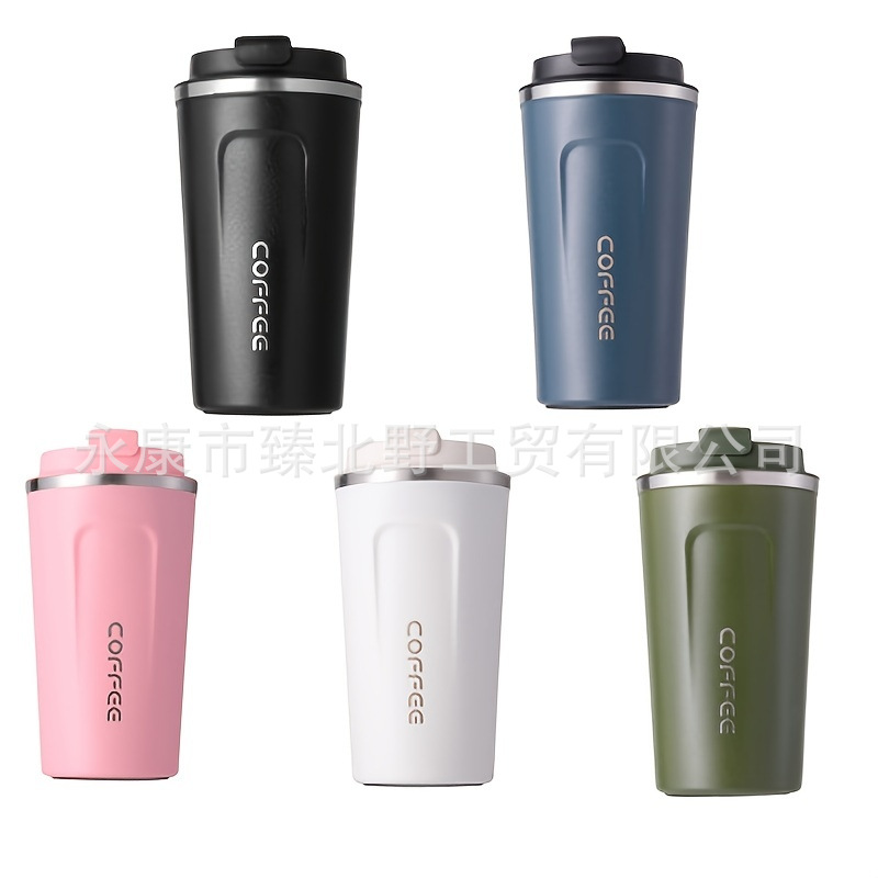 Grenzüberschreitender Edelstahl-Thermobecher, doppelwandiger Vakuum-Flip-Top-Kaffeebecher, intelligente Temperaturanzeige, hochgradig eleganter doppelwandiger Autobecher