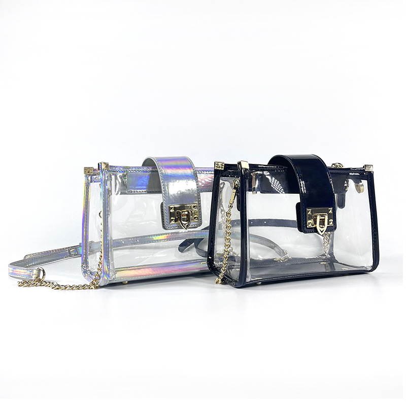 Yeni PVC şeffaf çanta kadın çantası şık moda ağrı çantası lazer omuz crossbody çanta moda zincir küçük kare çanta