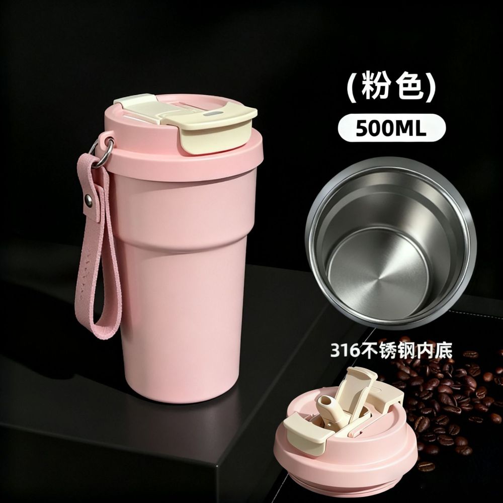 Einfache doppelwandige Kaffee-Thermoskanne 316 Edelstahl Kaffeebecher hochwertiges tragbares Geschenk Wassertasse mit individualisiertem Logo - 12