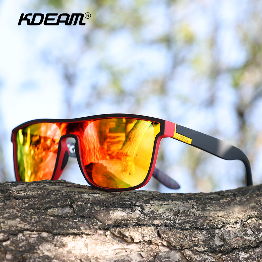 KDEAM große Sonnenbrille neu polarisiert einteilig Sportsonnenbrille winddicht Sonnenbrille Metallscharnier KD528-PLUS