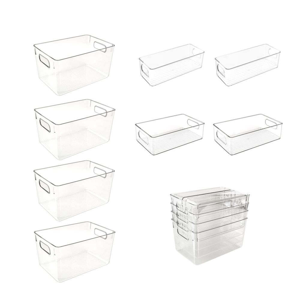 Kühlschrank-Aufbewahrungsboxen aus transparentem PET, 8-teiliges Frischhalteset