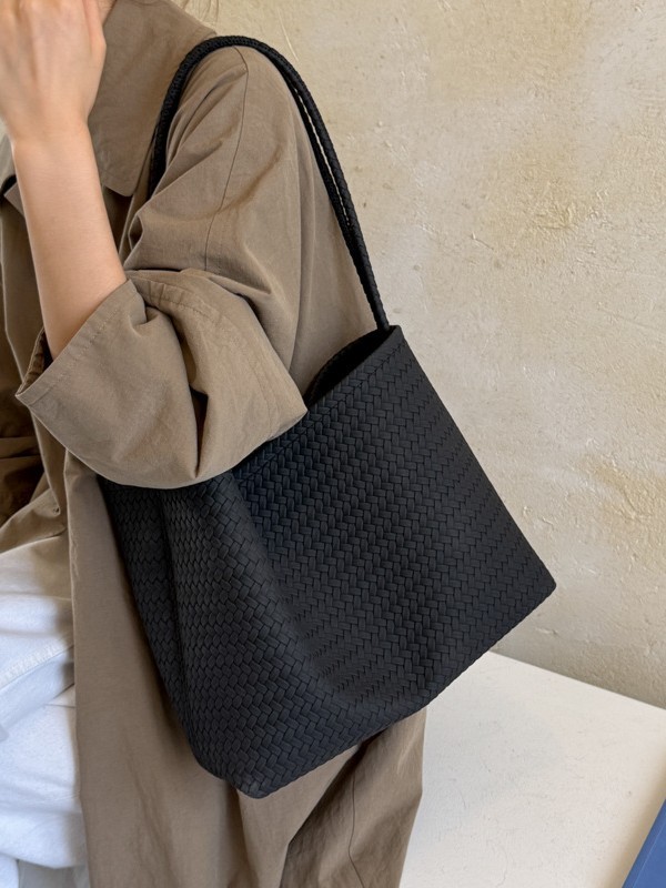 Große geflochtene Tote Bag für Damen, weiche Schultertasche im koreanischen Stil